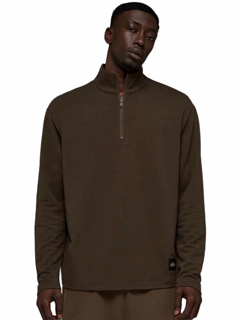 ALO YOGA Size XL Men's Double Take Quarter Zip Pullover Top Expresso